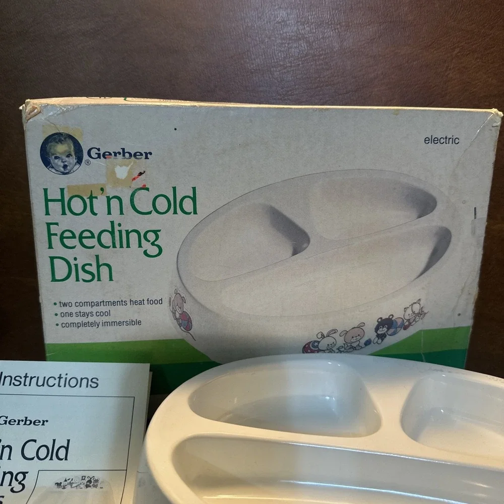 VTG Gerber Hot'n Cold Feeding Dish Electric Baby food Bowl 3 compartments Box